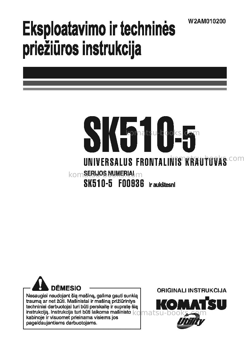 Komatsu sk510-5ita Operation manual cover