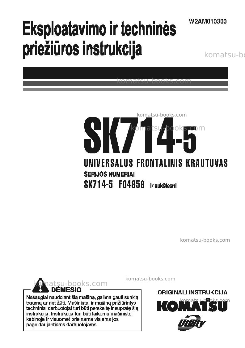 Komatsu sk714-5ita-/ Operation manual cover Komatsu sk714-5ita-/ Operation manual cover