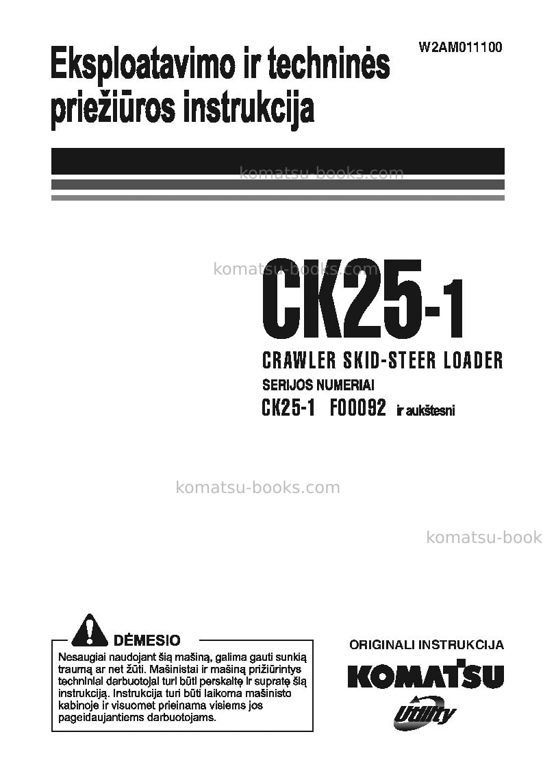 Komatsu ck25-1ita Operation manual cover Komatsu ck25-1ita Operation manual cover