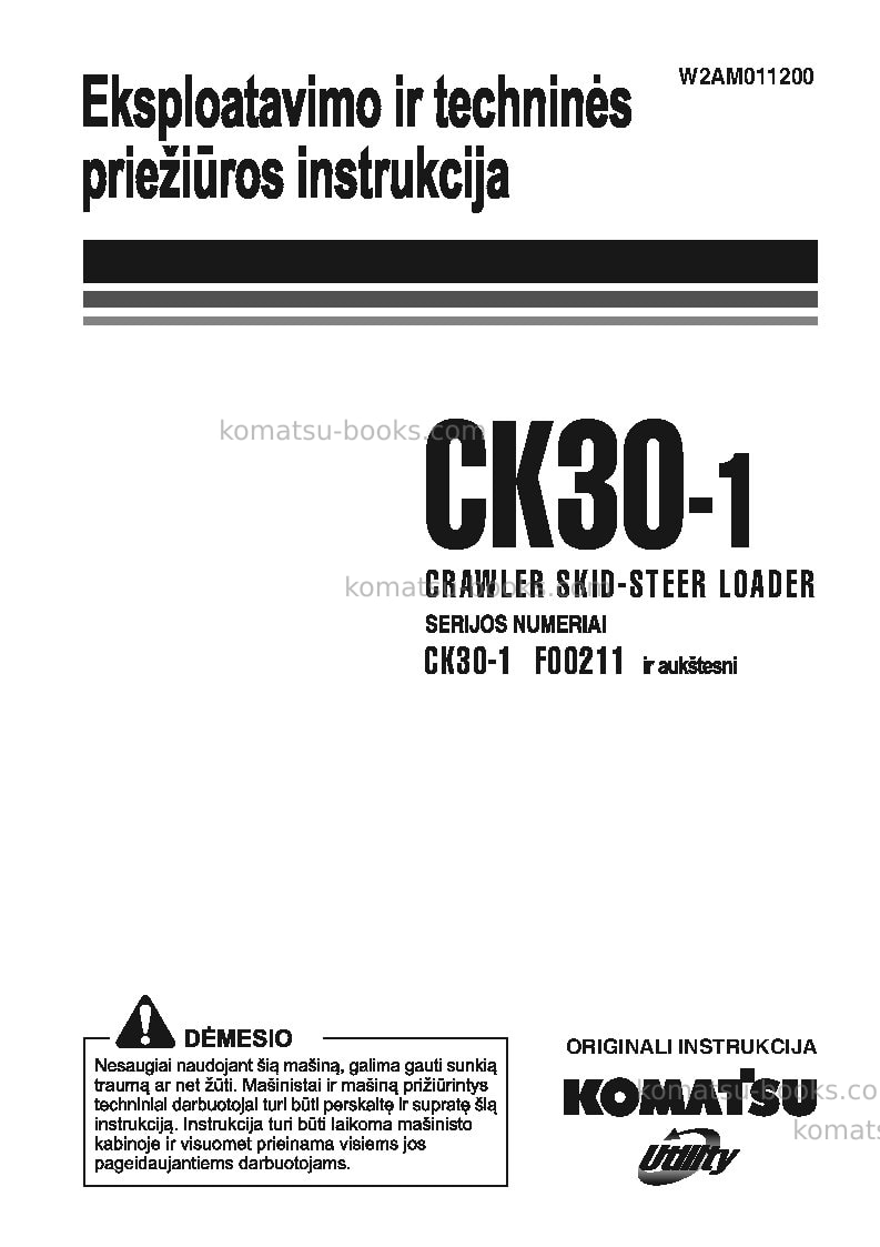 Komatsu ck30-1ita Operation manual cover Komatsu ck30-1ita Operation manual cover
