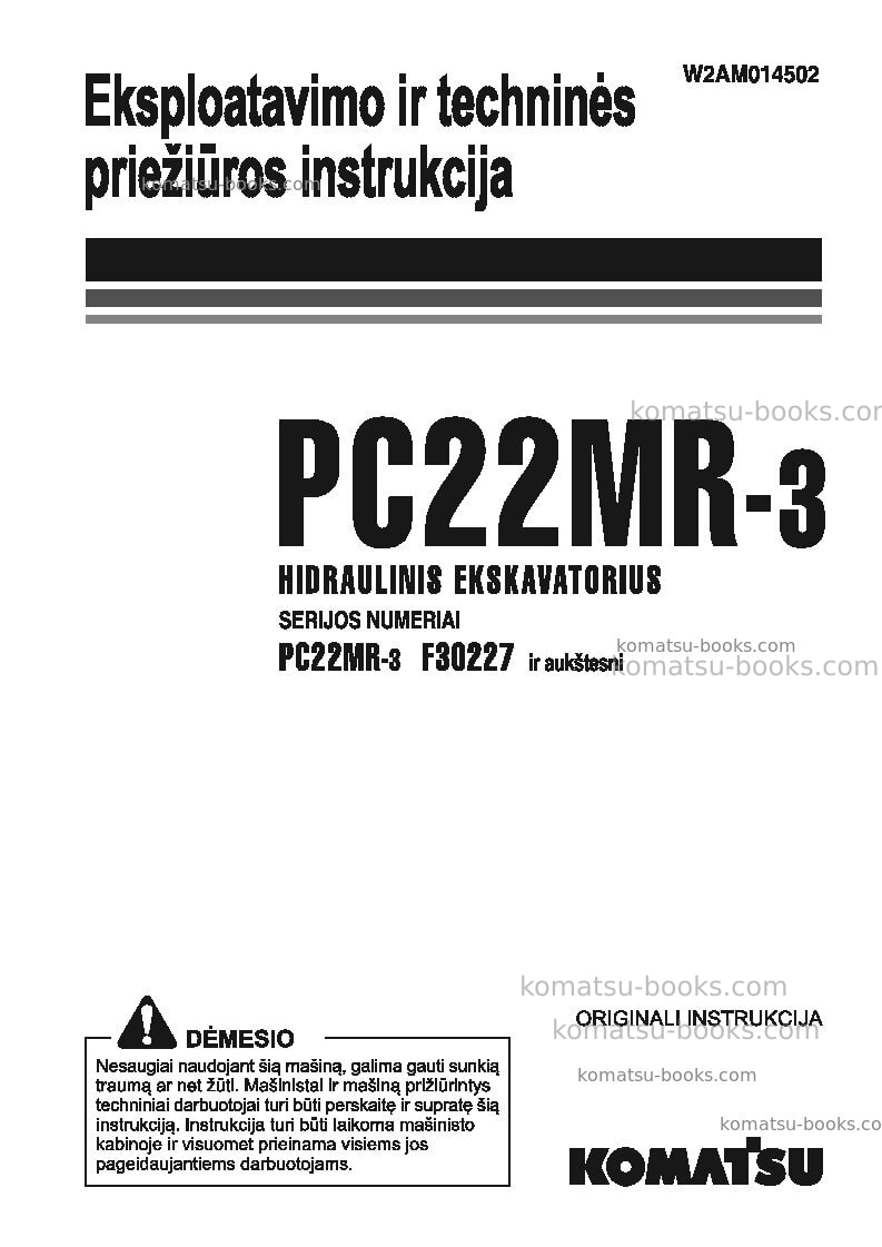 Komatsu pc22mr-3ita Operation manual cover Komatsu pc22mr-3ita Operation manual cover