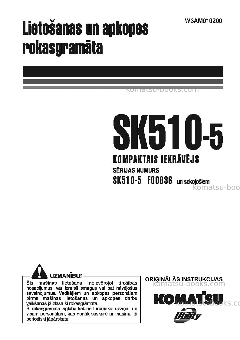 Komatsu sk510-5ita Operation manual cover