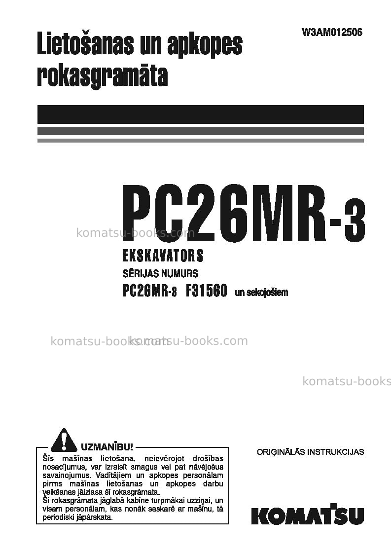Komatsu pc26mr-3ita Operation manual cover Komatsu pc26mr-3ita Operation manual cover