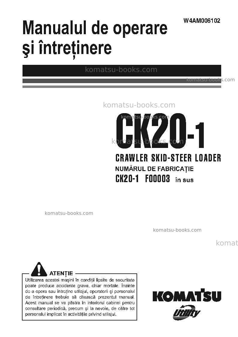 Komatsu ck20-1ita Operation manual cover Komatsu ck20-1ita Operation manual cover
