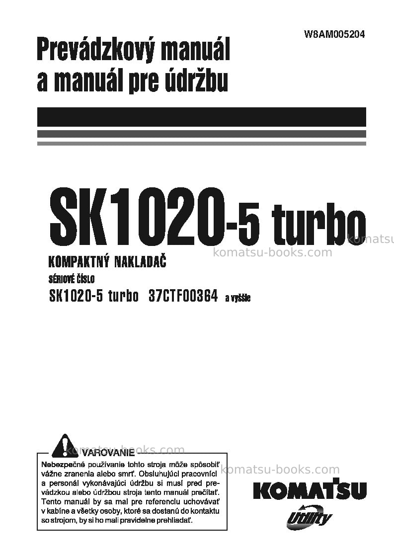 Komatsu sk1020-5ita-turbo Prevádzkový manuál obal Komatsu sk1020-5ita-turbo Prevádzkový manuál obal
