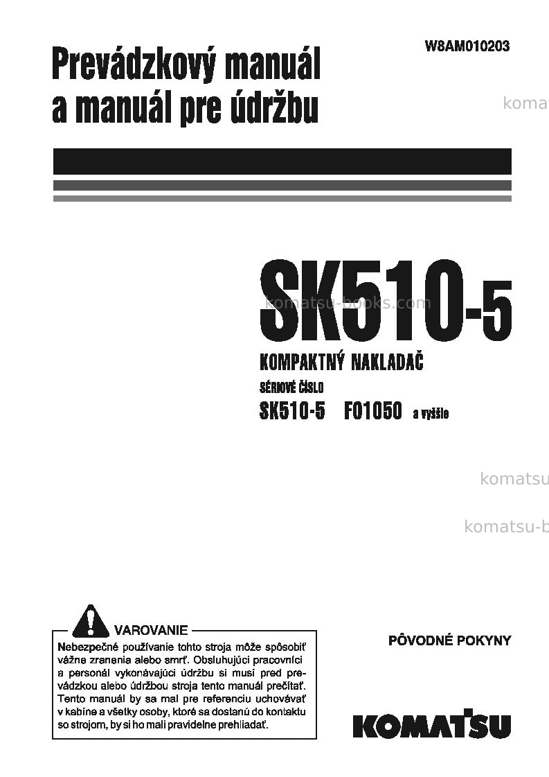 Komatsu sk510-5ita Prevádzkový manuál obal Komatsu sk510-5ita Prevádzkový manuál obal