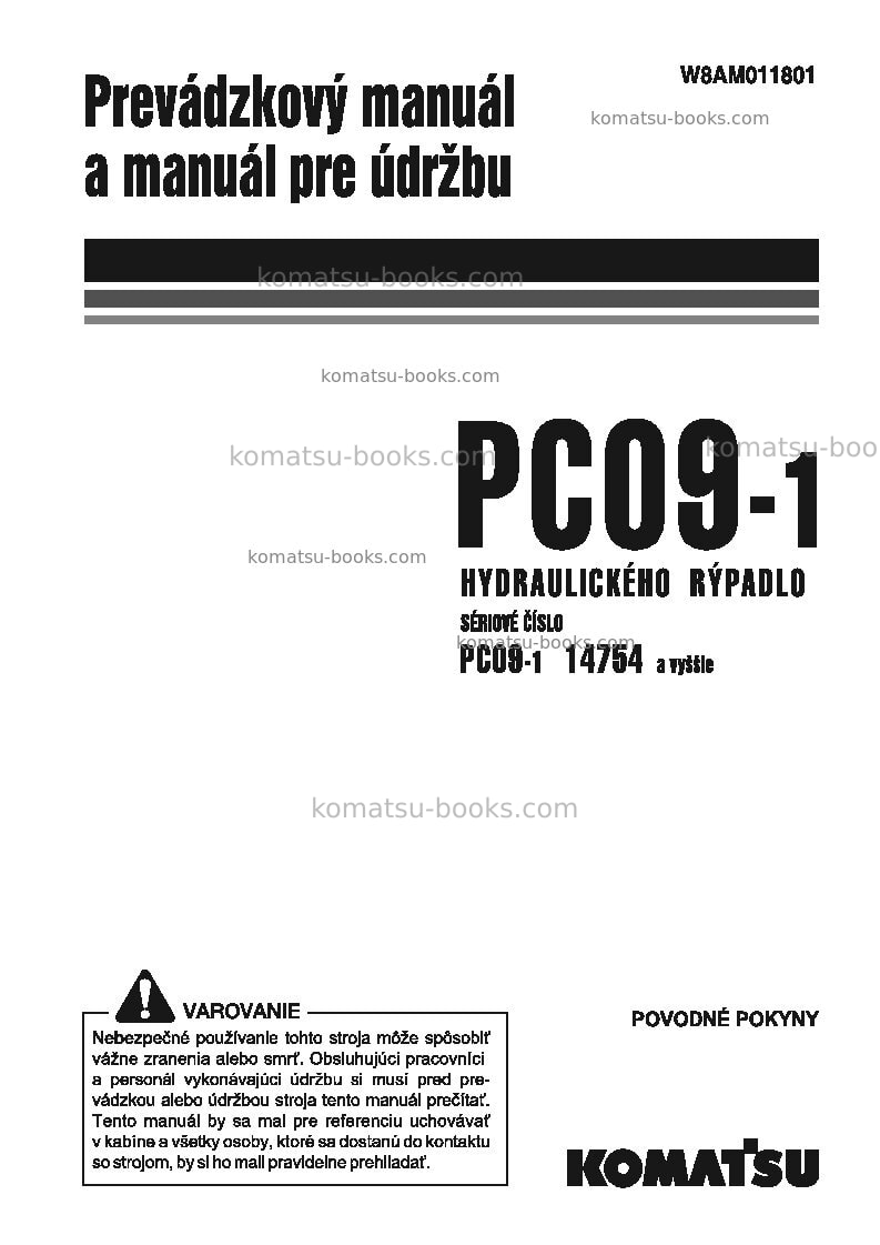 Komatsu pc09-1ita Prevádzkový manuál obal Komatsu pc09-1ita Prevádzkový manuál obal