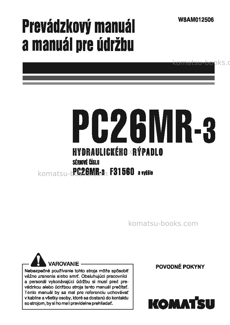 Komatsu pc26mr-3ita Prevádzkový manuál obal Komatsu pc26mr-3ita Prevádzkový manuál obal