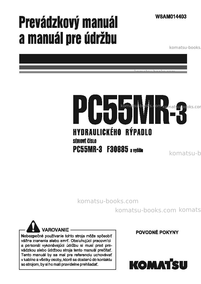 Komatsu pc55mr-3ita Prevádzkový manuál obal Komatsu pc55mr-3ita Prevádzkový manuál obal