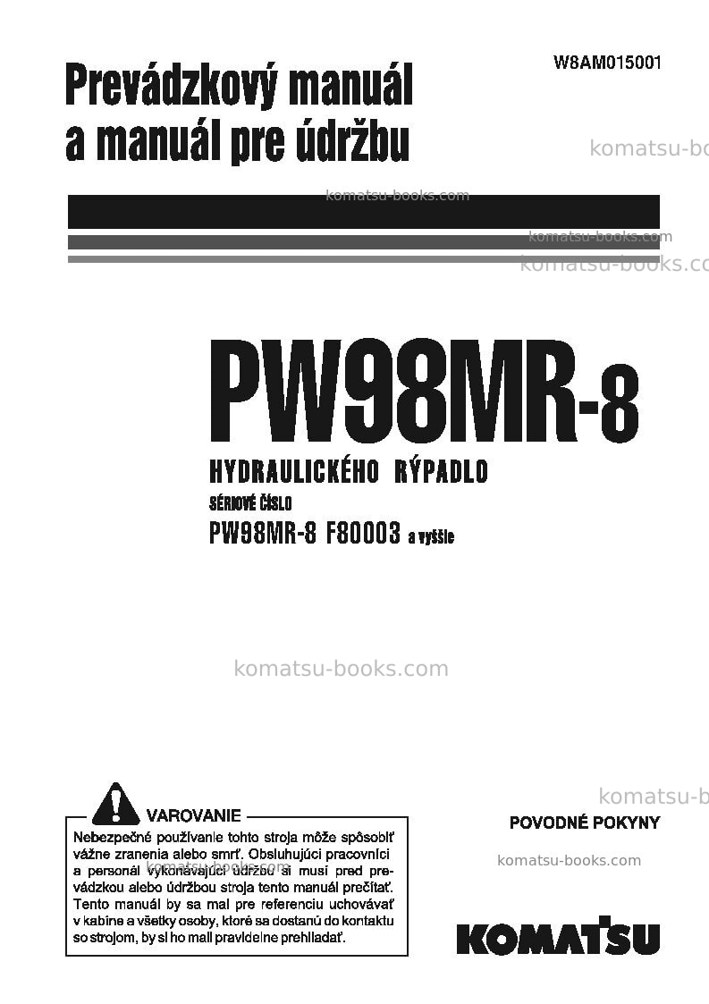 Komatsu pw98mr-8ita Prevádzkový manuál obal Komatsu pw98mr-8ita Prevádzkový manuál obal