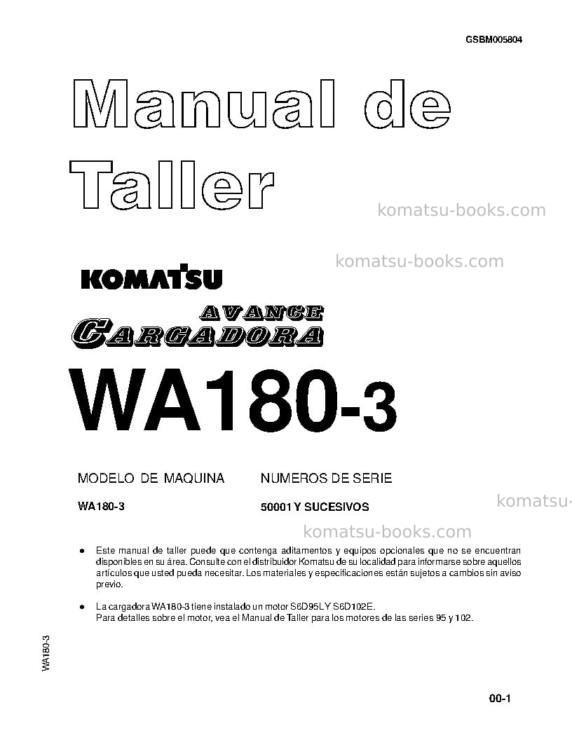 Komatsu wa180-3jpn Reparación y mantenimiento cover
