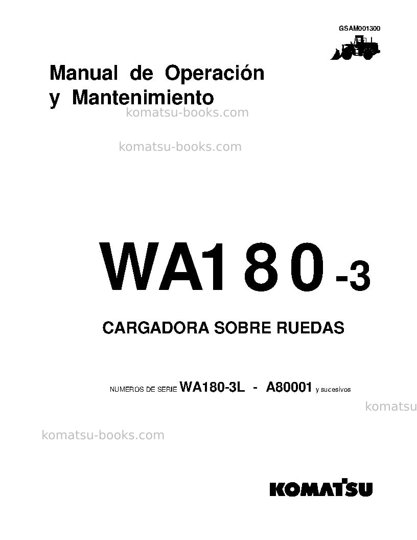 Komatsu wa180-3usa-l Manual de operación cover