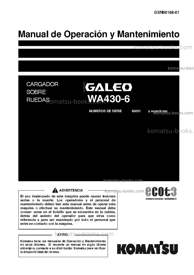 Komatsu wa430-6jpn Manual de operación cover