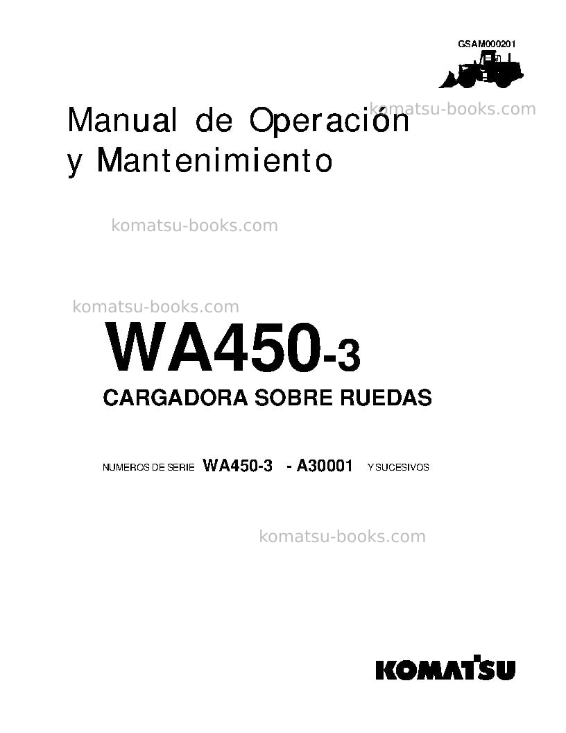 Komatsu wa450-3usa-l Manual de operación cover