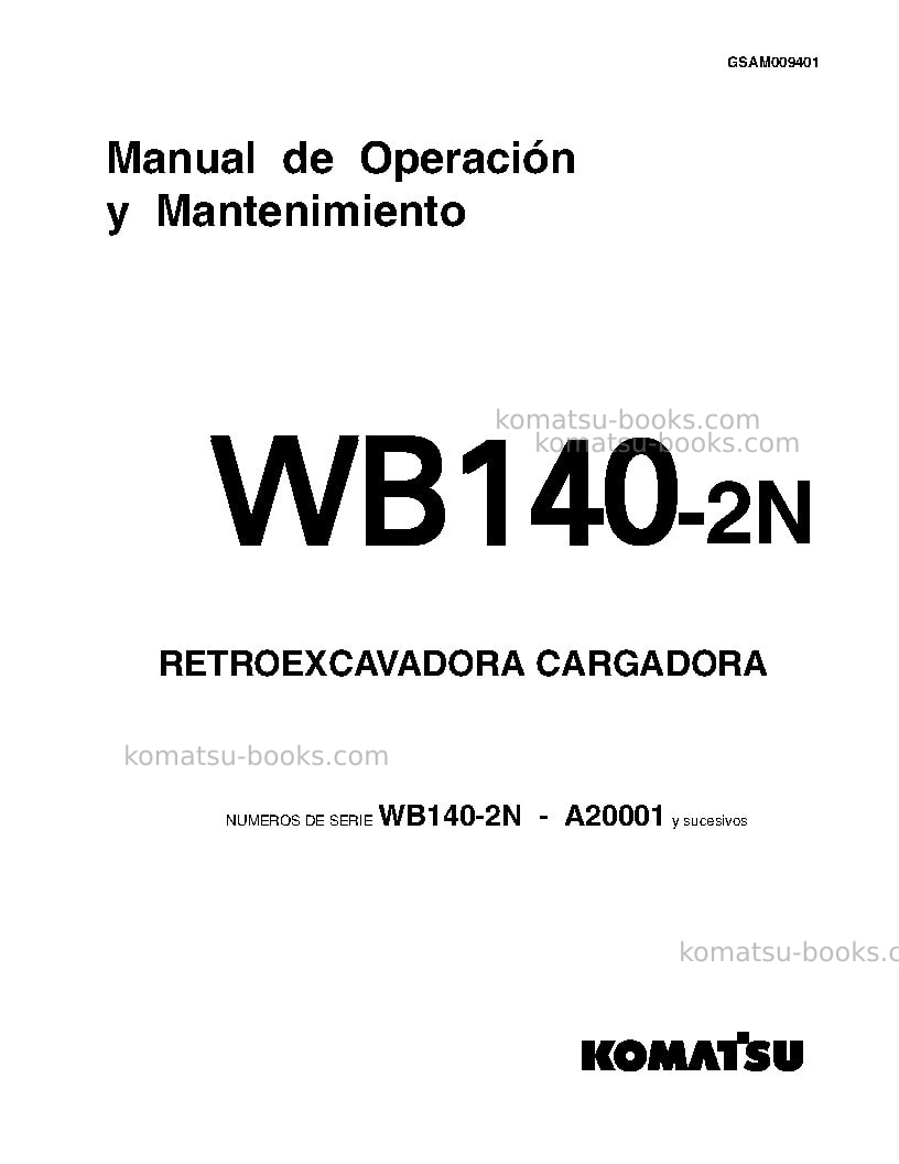 Komatsu wb140-2usa-n Manual de operación cover