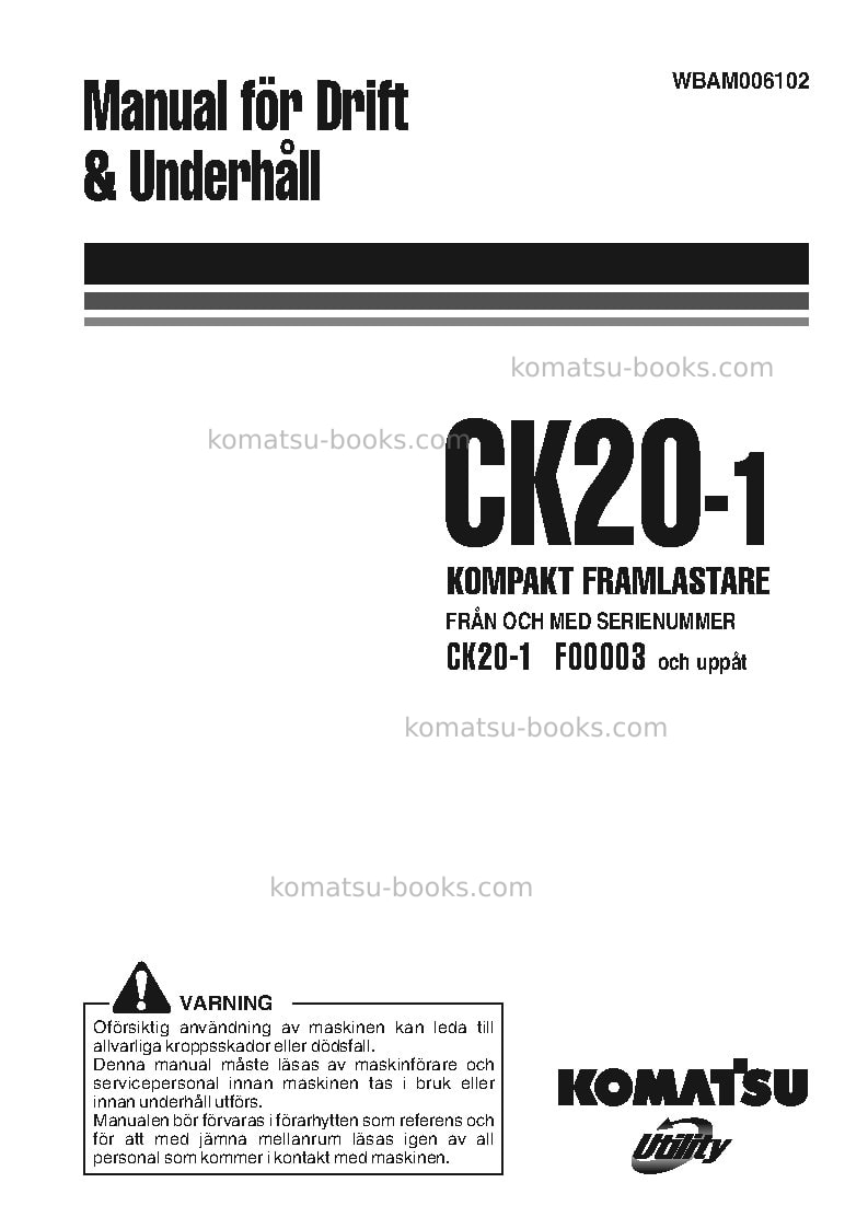 Komatsu ck20-1ita Operation manual cover Komatsu ck20-1ita Operation manual cover