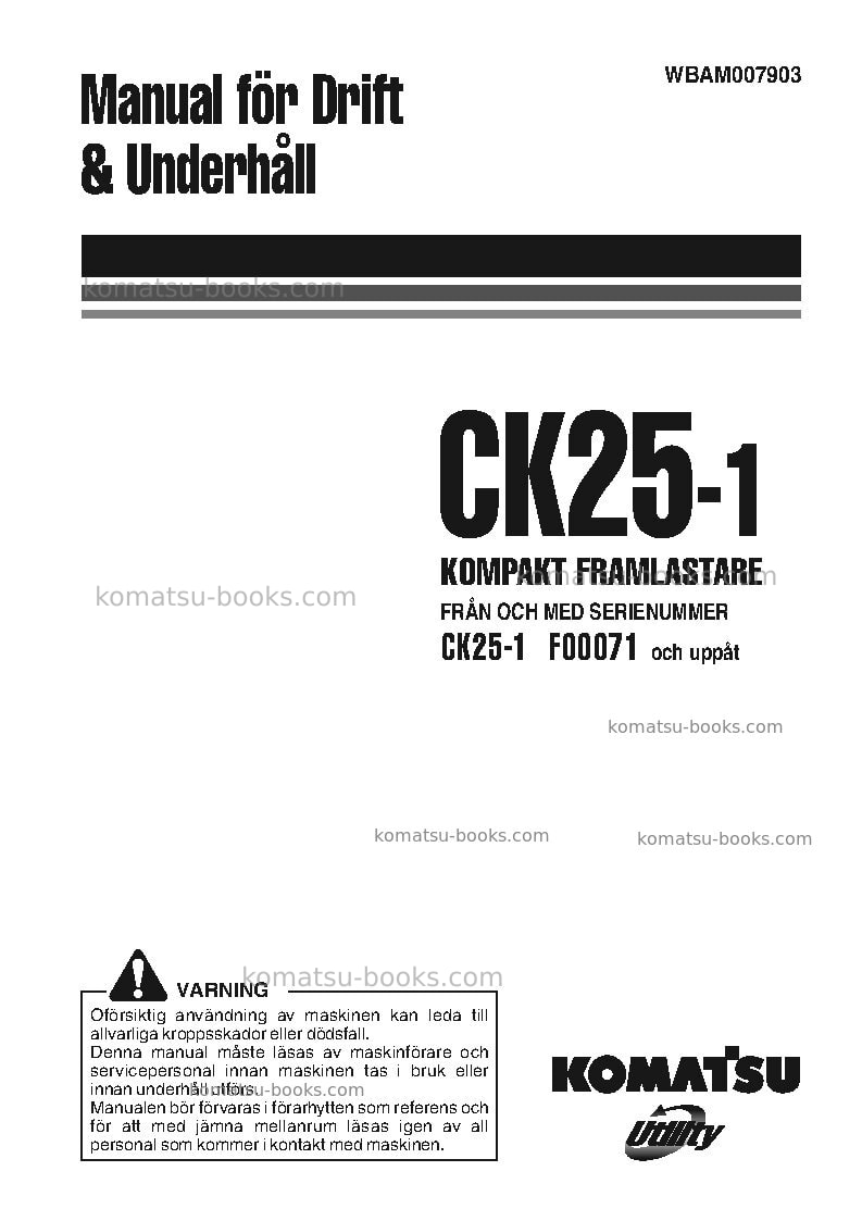 Komatsu ck25-1ita Operation manual cover Komatsu ck25-1ita Operation manual cover