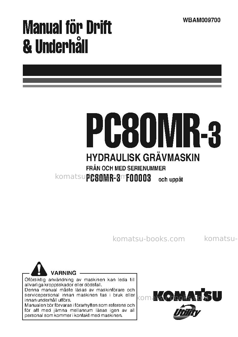 Komatsu pc80mr-3ita Operation manual cover Komatsu pc80mr-3ita Operation manual cover