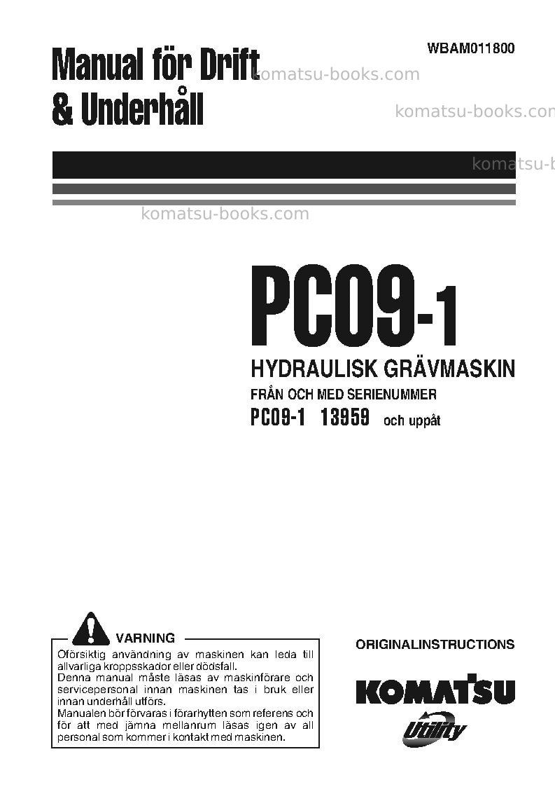 Komatsu pc09-1ita Operation manual cover Komatsu pc09-1ita Operation manual cover