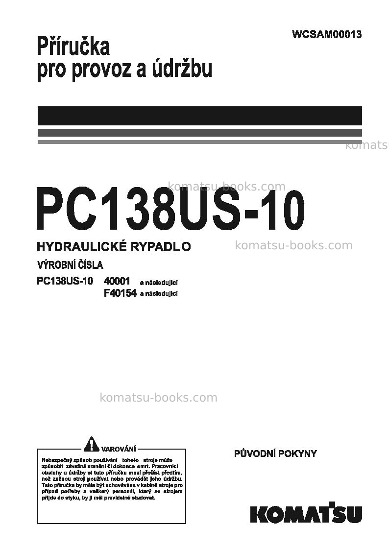 Komatsu pc138us-10ita Provozní manuál obálka