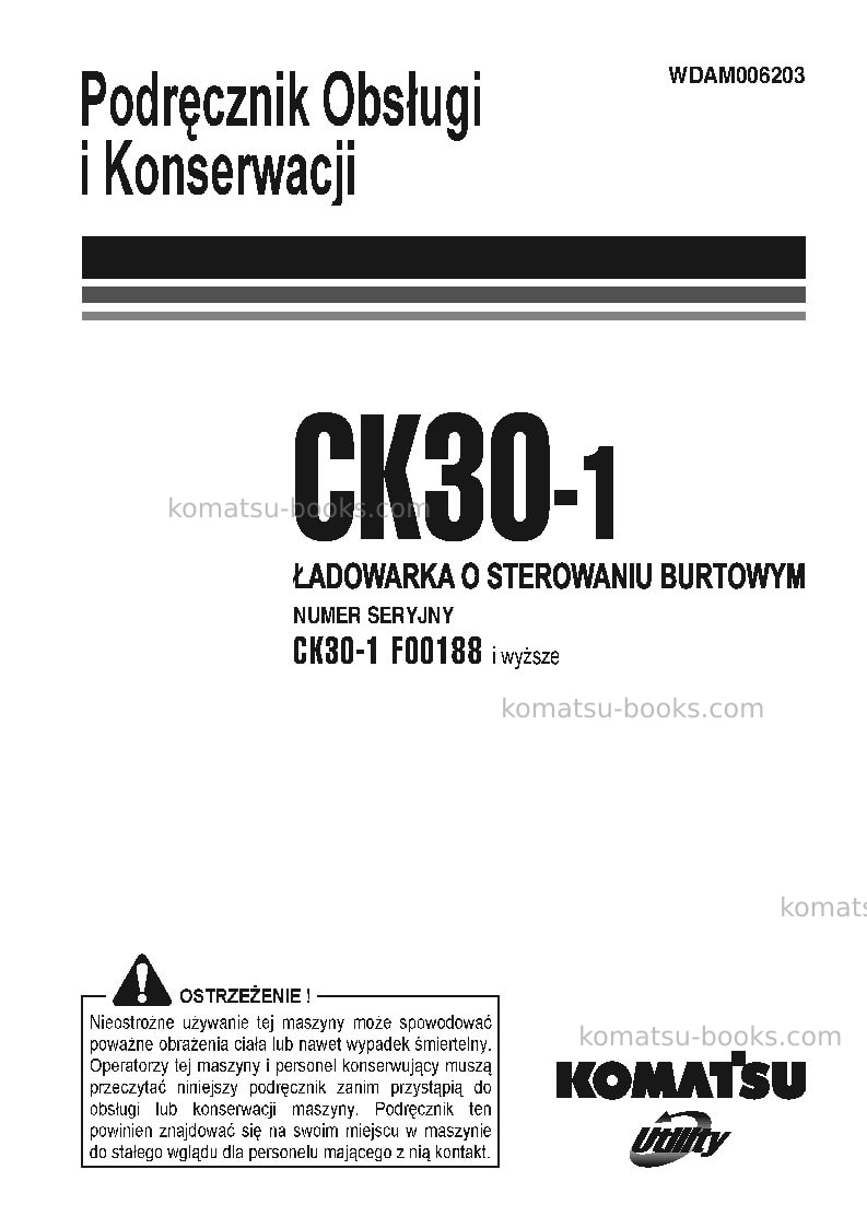 Komatsu ck30-1ita Instrukcja obsługi okładka Komatsu ck30-1ita Instrukcja obsługi okładka