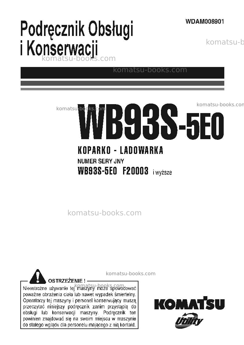 Komatsu wb93s-5ita-tier 3 Instrukcja obsługi okładka