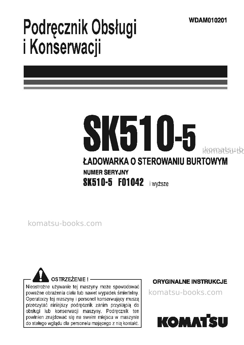 Komatsu sk510-5ita Instrukcja obsługi okładka Komatsu sk510-5ita Instrukcja obsługi okładka