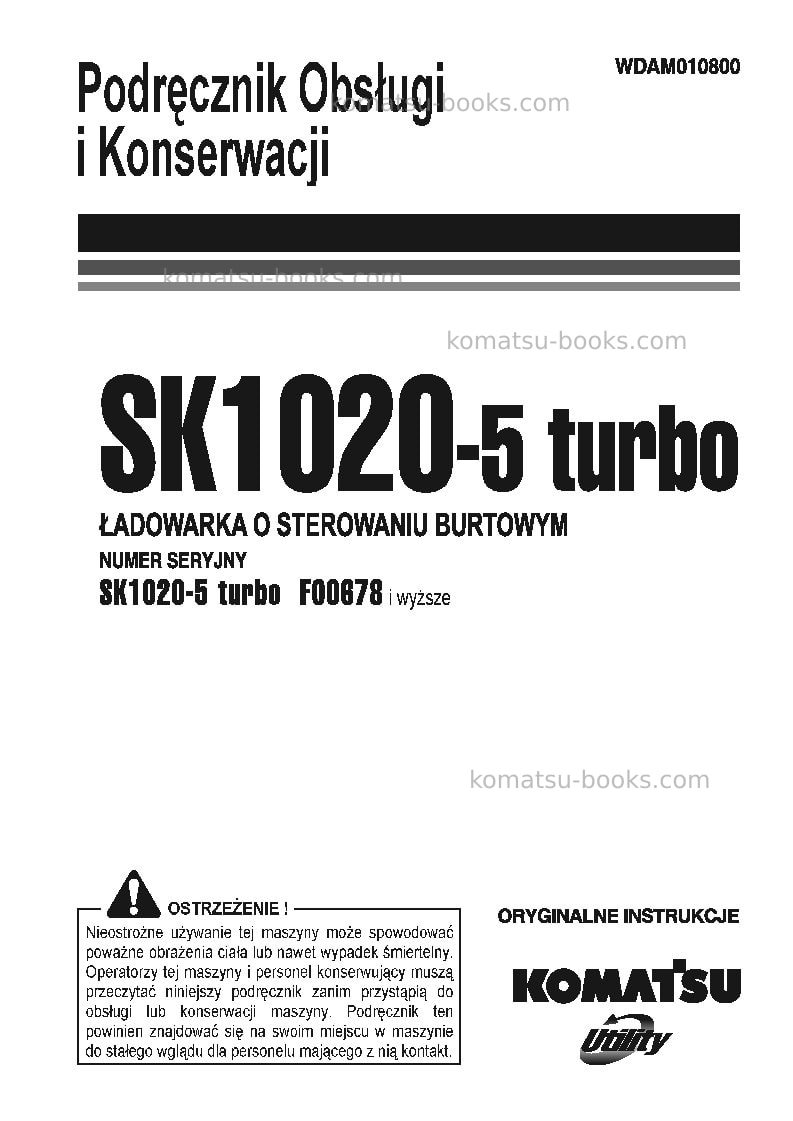 Komatsu sk1020-5ita-turbo Instrukcja obsługi okładka