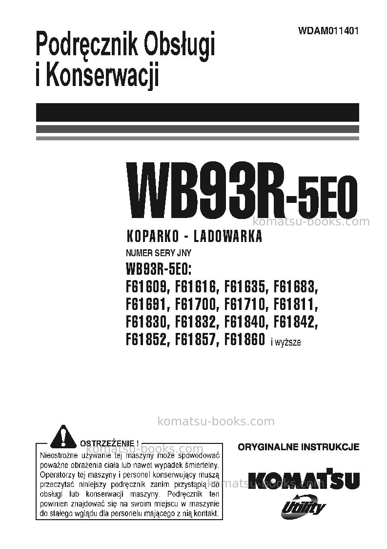 Komatsu wb93r-5ita-tier 3 Instrukcja obsługi okładka