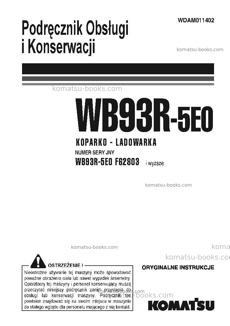 Komatsu wb93r-5ita-tier 3 Instrukcja obsługi okładka