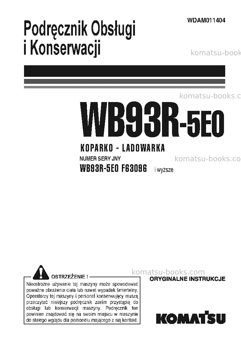 Komatsu wb93r-5ita-tier 3 Instrukcja obsługi okładka