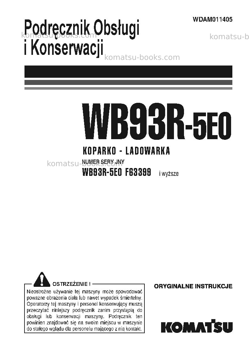 Komatsu wb93r-5ita-tier 3 Instrukcja obsługi okładka