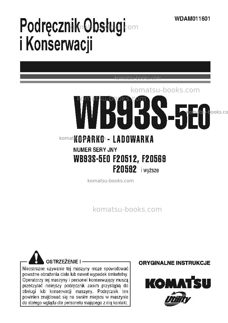 Komatsu wb93s-5ita-tier 3 Instrukcja obsługi okładka