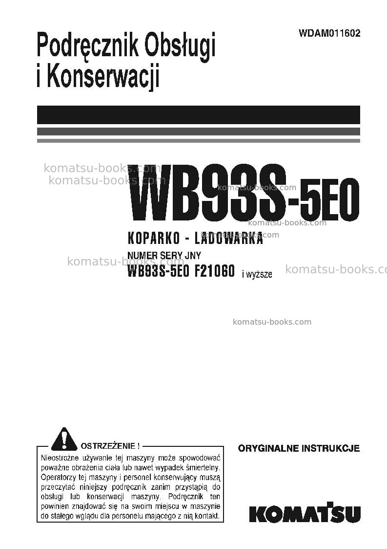 Komatsu wb93s-5ita-tier 3 Instrukcja obsługi okładka