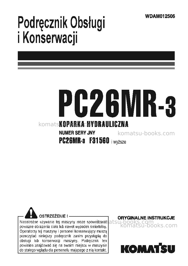 Komatsu pc26mr-3ita Instrukcja obsługi okładka