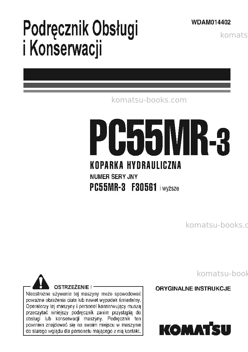 Komatsu pc55mr-3ita Instrukcja obsługi okładka Komatsu pc55mr-3ita Instrukcja obsługi okładka