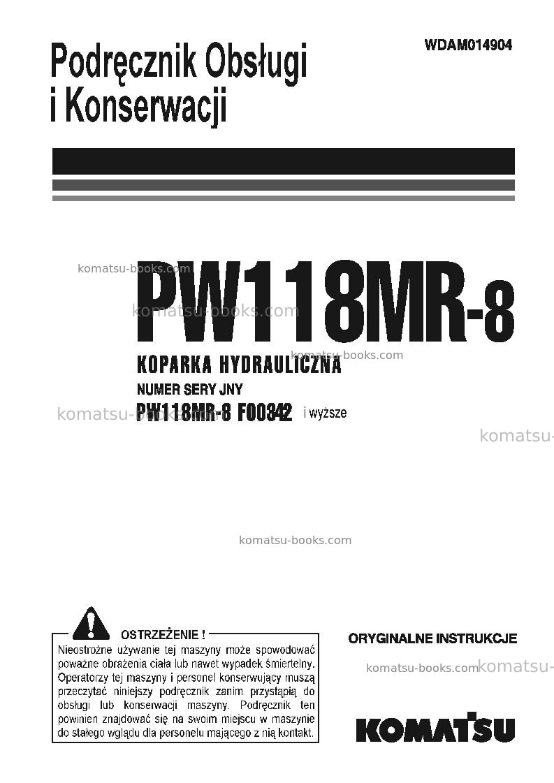 Komatsu pw118mr-8ita Instrukcja obsługi okładka