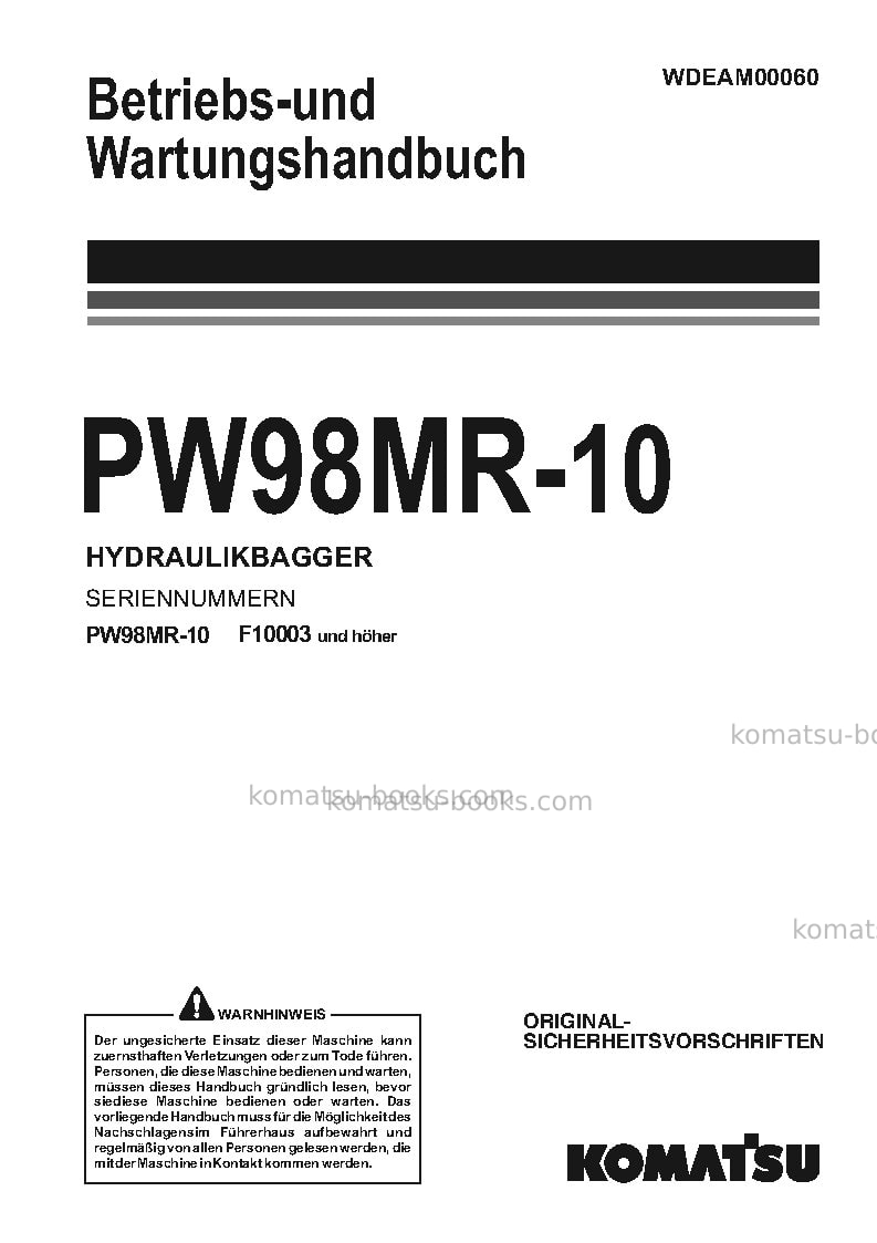 Komatsu pw98mr-10ita Betriebsanleitung Titelseite