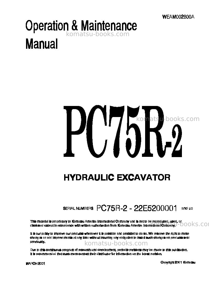 Komatsu pc75r-2ita Operation manual cover Komatsu pc75r-2ita Operation manual cover