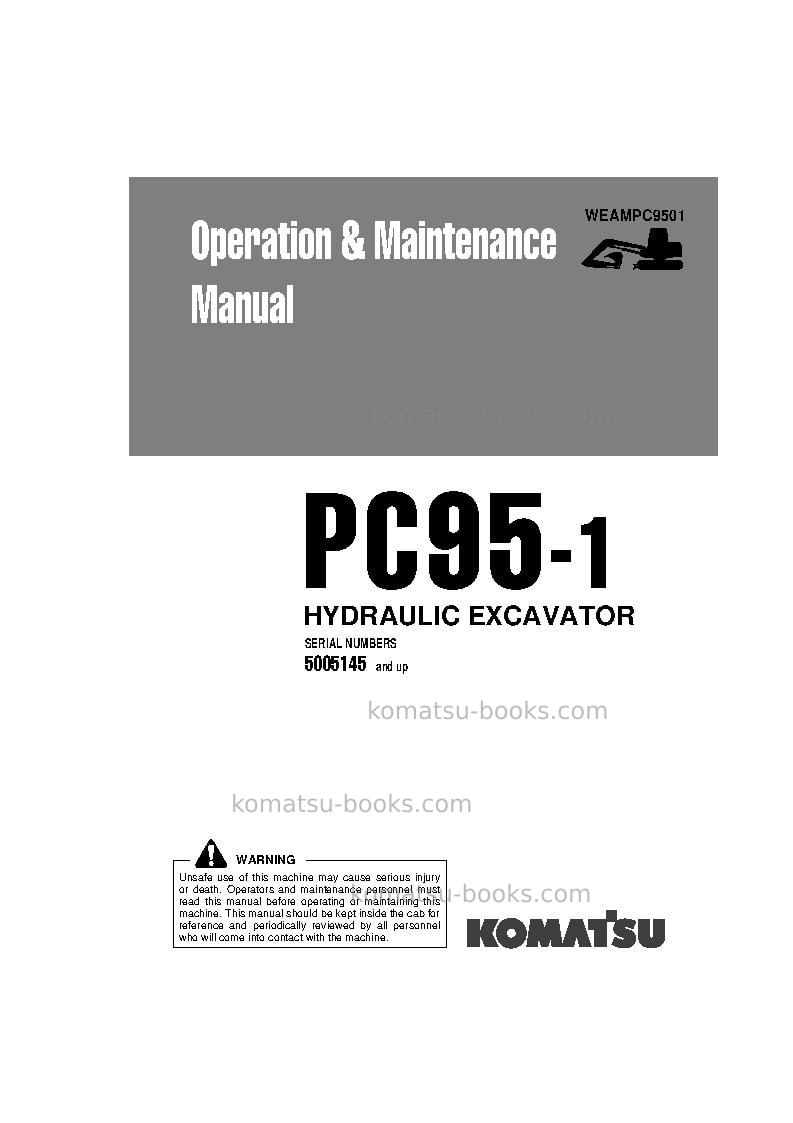 Komatsu pc95-1ita Operation manual cover Komatsu pc95-1ita Operation manual cover