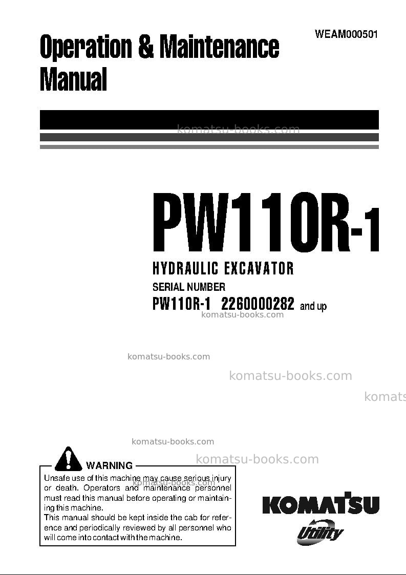 Komatsu pw110r-1ita Operation manual cover