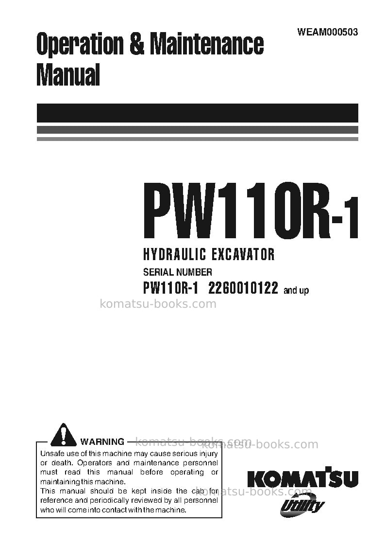 Komatsu pw110r-1ita Operation manual cover Komatsu pw110r-1ita Operation manual cover