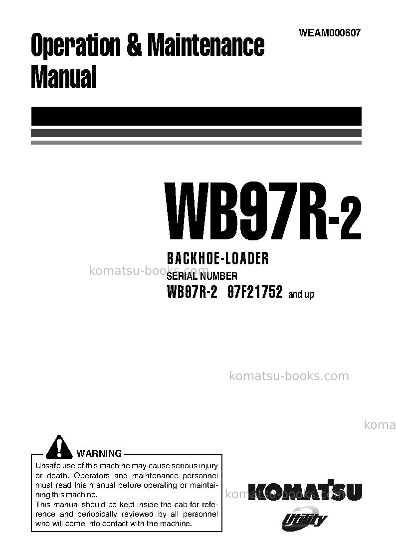 Komatsu wb97r-2ita Operation manual cover Komatsu wb97r-2ita Operation manual cover