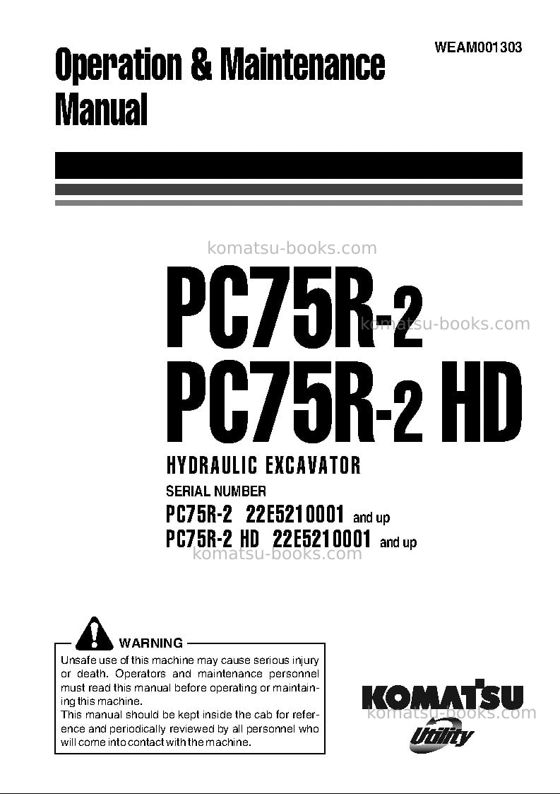 Komatsu pc75r-2ita Operation manual cover Komatsu pc75r-2ita Operation manual cover