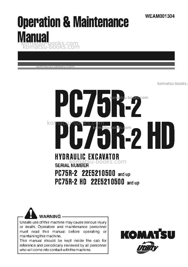 Komatsu pc75r-2ita Operation manual cover