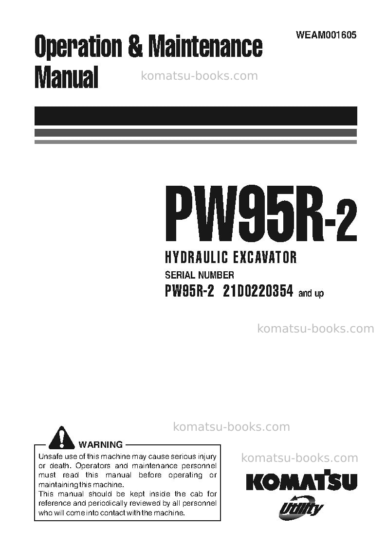 Komatsu pw95r-2ita Operation manual cover