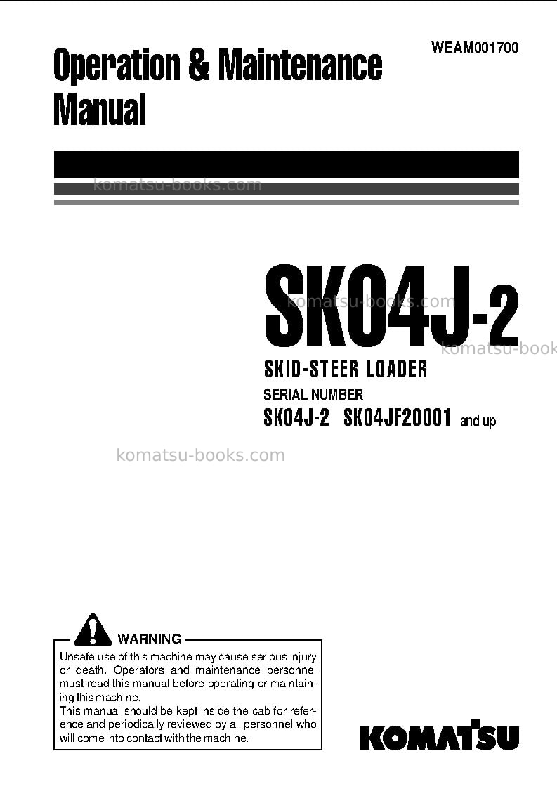 Komatsu sk04j-2ita Operation manual cover Komatsu sk04j-2ita Operation manual cover