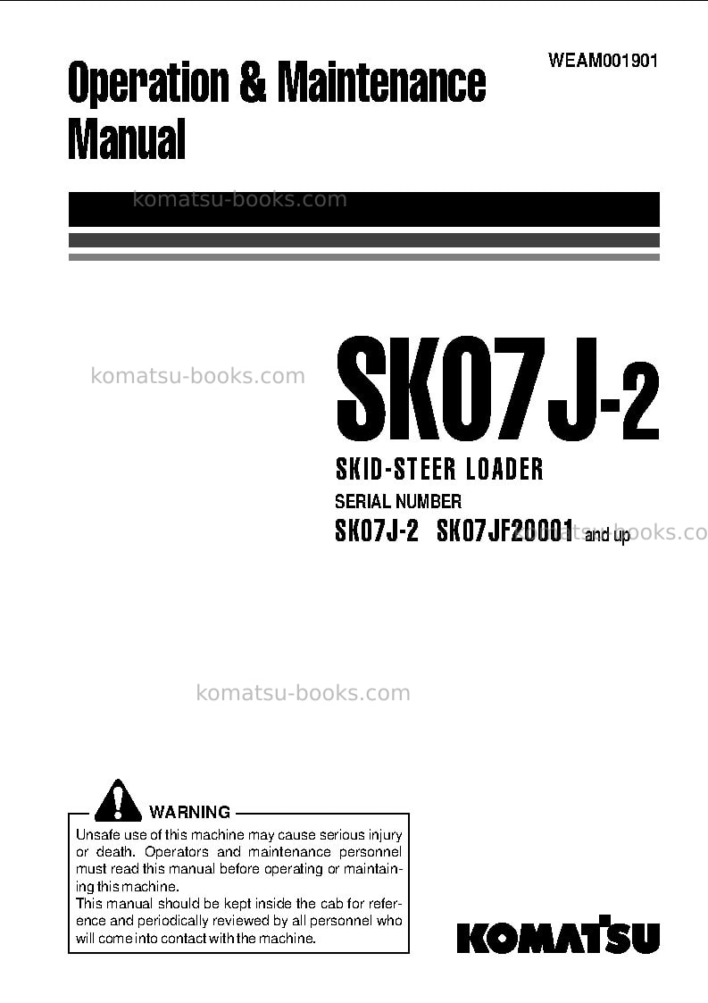 Komatsu sk07j-2ita Operation manual cover Komatsu sk07j-2ita Operation manual cover