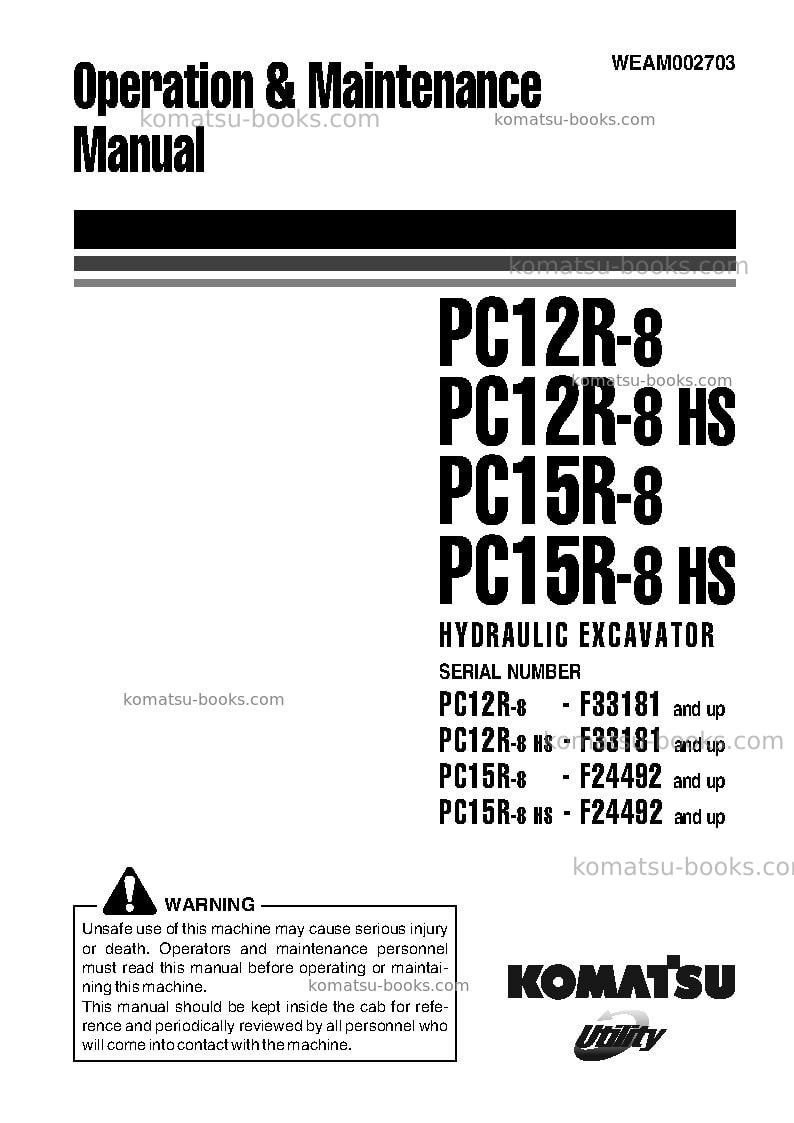 Komatsu pc12r-8ita Operation manual cover Komatsu pc12r-8ita Operation manual cover