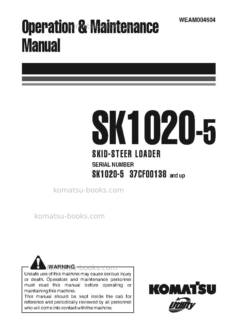Komatsu sk1020-5ita Operation manual cover